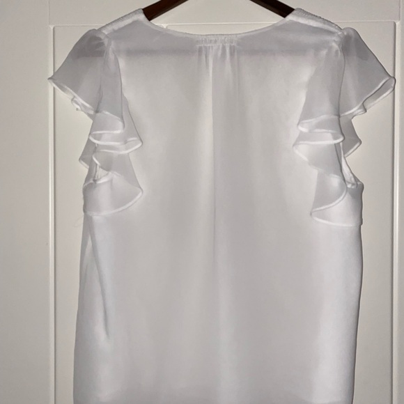 1.State Dakota Short Flutter Sleeve V-Neck Semi Sheer Women Blouse Size Large - Picture 3 of 6